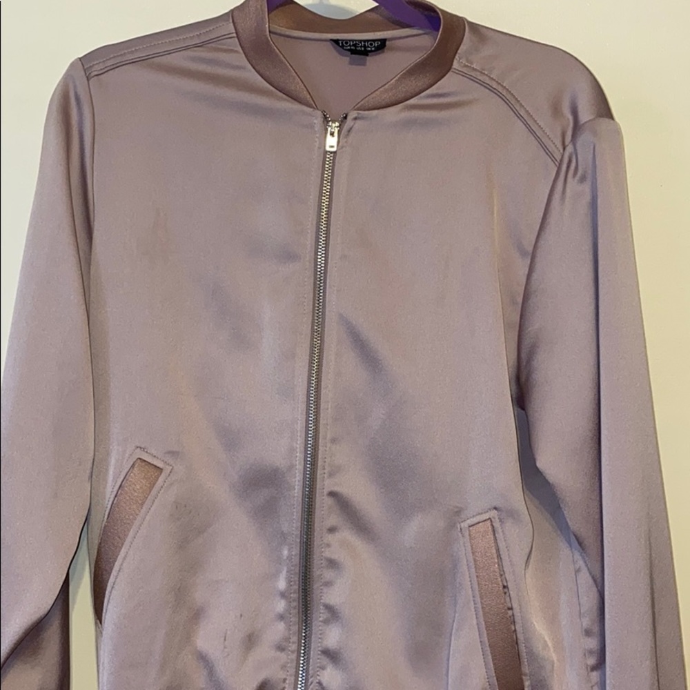 Blush! Satin Topshop Bomber Jacket!